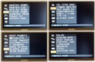 čtyři z nabídek Videowalkmanu Sony HD700 (Kliknutí zvětší)