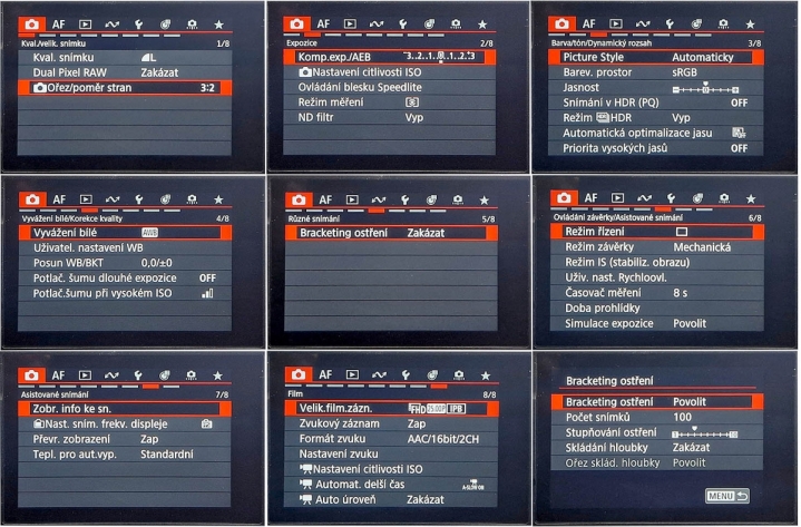 SEstava ČERVENÝCH nabídek Fotoparátu Canon PS-V1 SEstava ČERVENÝCH nabídek Fotoparátu Canon PS-V1