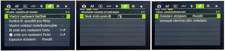 ZELENÁ podnabídka UŽIVATELSKÝCH ovladačů má 3 sady ZELENÁ podnabídka UŽIVATELSKÝCH ovladačů má 3 sady