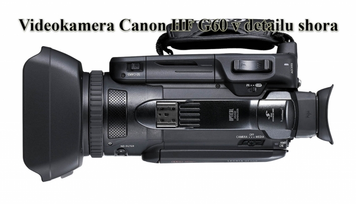 Videokamera Canon HF G60: detail přístroje shora...