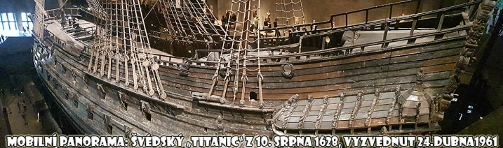 Panorama historické válečné lodi VASA, potopené 1628